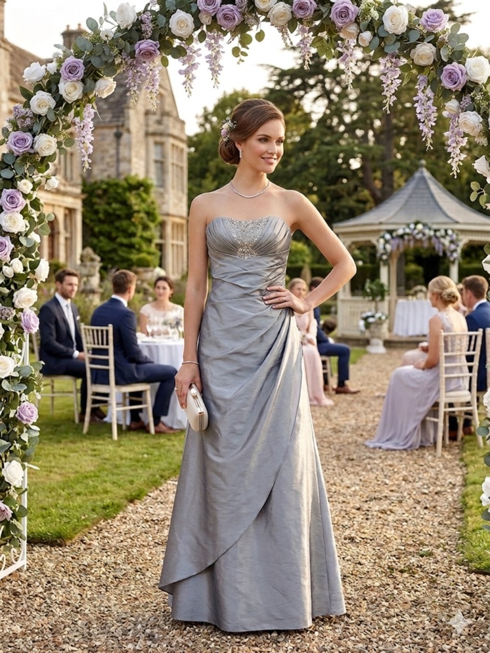 Jump Apparel Silver Sweetheart Strapless Evening Gown Prom Formal Eveningwear